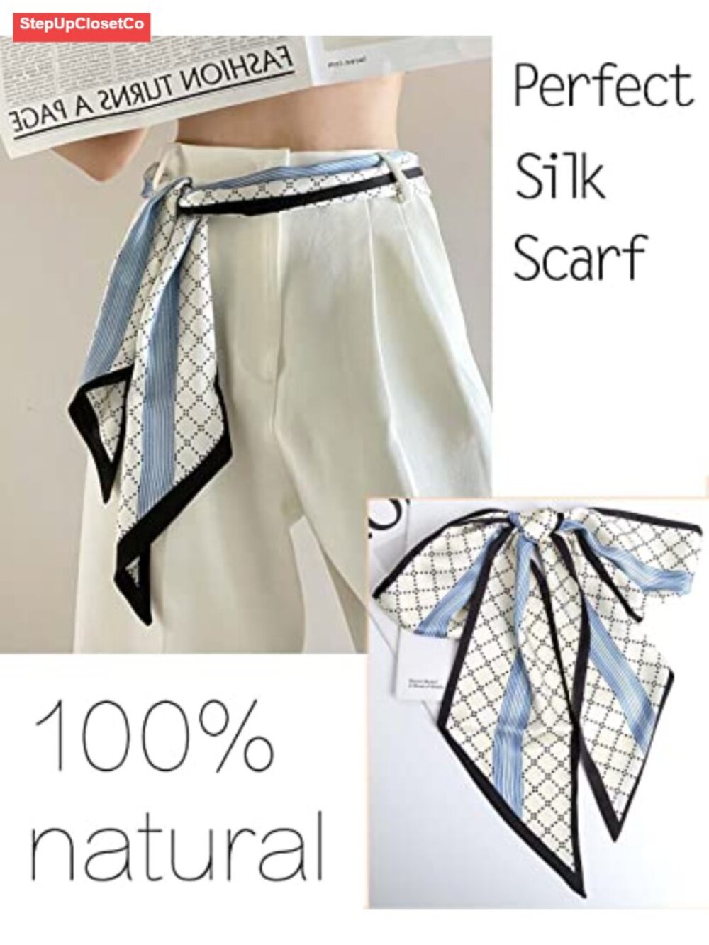 Satin Silk Feel Square Head Scarf Neck Tie Hair Scarf Bandana - Picture 3 of 6